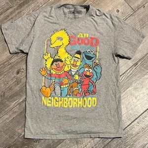 Sesame Street Gray T-Shirt with Colorful Characters
